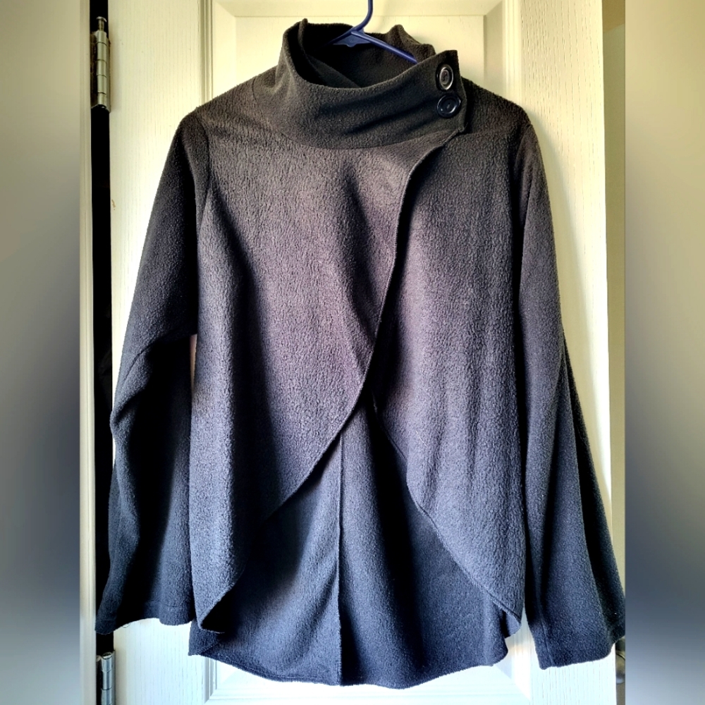 Black Open Front Overcoat
